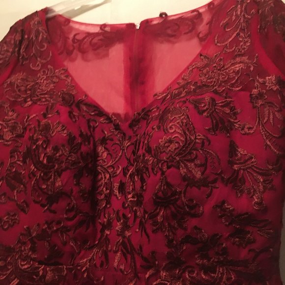 Gorgeous Fit and Flair Short Burgundy Dress - Picture 7 of 15